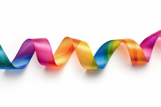 LGBT rainbow ribbon on white background