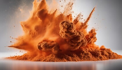 A blurry orange explosion with orange powder flying everywhere