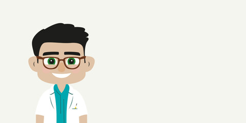 Avatar of doctor. Man is isolated against a light background with blank copy space for text or images.