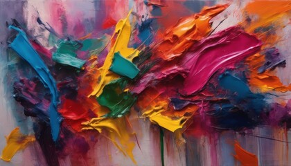 A colorful abstract painting with bright colors