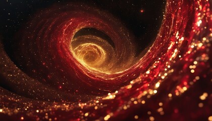 A red spiral with gold specks in the center