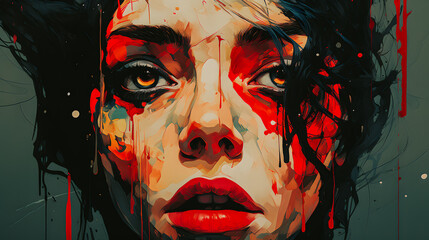 Portrait de femme en peinture, style contemporain