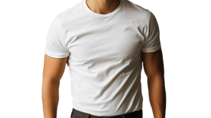 handsome man body with blank simple white T-shirt