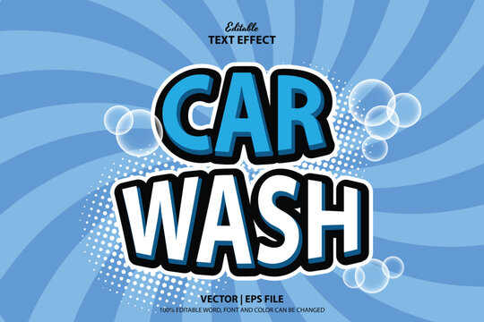 editable text effect 3d font design car wash with a fun and clean style, for logos, businesses in the cleaning services sector.