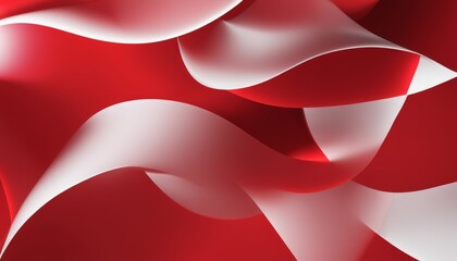 A red and white flag with a blurry background