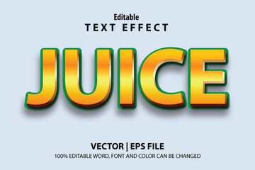 editable text effect font juice orange, gold 3d text for drink, brand and headline design
