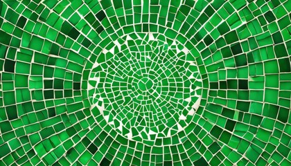 A green mosaic design with a circle in the middle