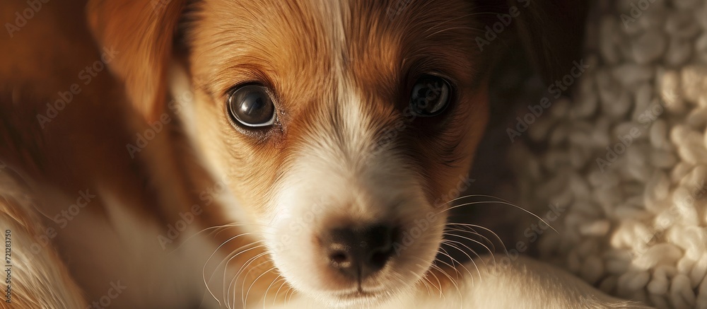 Poster Adorable Little Puppy: A Closeup of a Cute Puppy Dog in a Delightful Closeup Shot