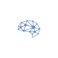 Brain technology logo design concept flat style