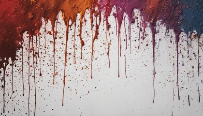 A painting of a rainbow with drips of paint