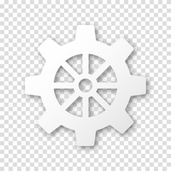 Gear icon, flat design. Machine sprocket gear icon. Realistic vector cogwheel sign symbol on a transparent background.
