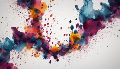 Colorful splashes of paint on a white background