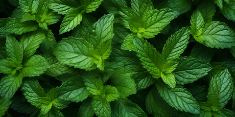 Aromatic peppermint herbs horizontal background
