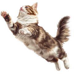 stray cat jumping on transparent background