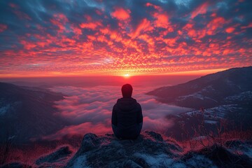 Fototapeta premium A person creating a time-lapse video of heart-shaped clouds forming at sunrise