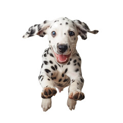 young Dalmatian puppy jumping on a transparent background