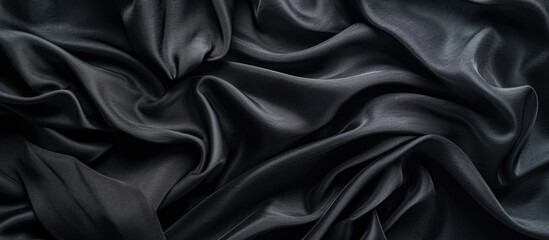 Fototapeta premium Close-up of creased black fabric for backdrop.