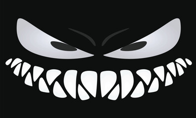 Monster eyes and teeth. vector illustration