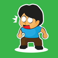 a boy shocked standing alone