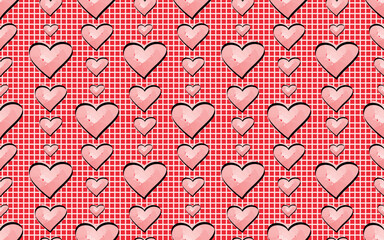 seamless pattern. hearts. a pattern for packaging, textiles, and wrappers. beautiful style . love. A romantic. a red heart. doodle. with a colored background. background.