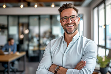Fototapeta premium Successful entrepreneur smiling in the office, Professional man 