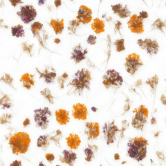 Dry flowers. Abstract seamless pattern. AI generated.