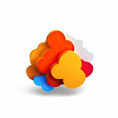 logo simple primary colors, orange 3d cloud, aesthetic, white background