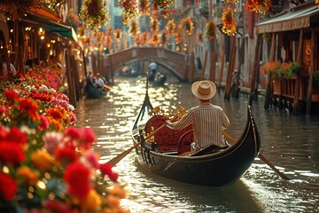 A romantic gondola ride with the gondolier singing in the background - obrazy, fototapety, plakaty