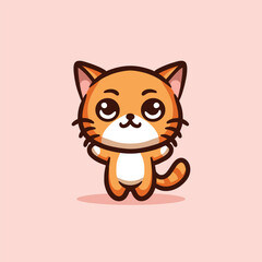 Cute Cat Cartoon Mascot Animal Vector Logo Design illustration