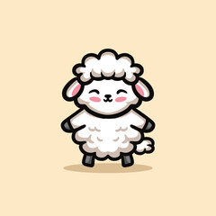Cute Sheep Cartoon Mascot Animal Vector Logo Design illustration