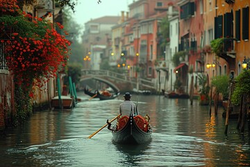 A romantic gondola ride with the gondolier singing in the background - obrazy, fototapety, plakaty
