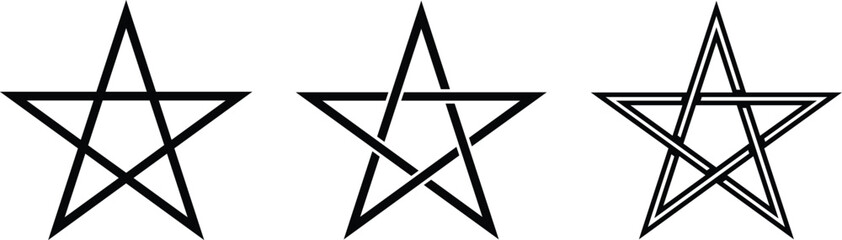 Black pentagram symbols. Vector illustration