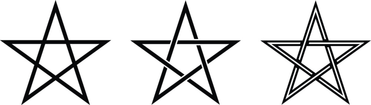 Black pentagram symbols. Vector illustration