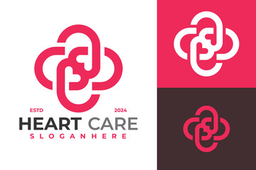 Heart Care Logo Design Vector Template