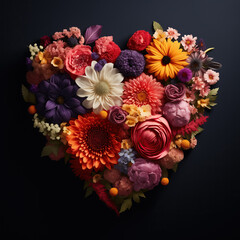 heart shape made of colorful flowers