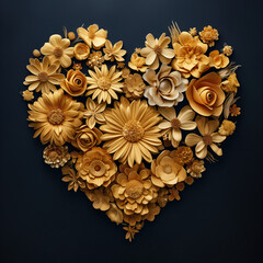 heart shape made of gold flowers