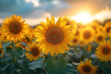 A surprise proposal with a ring hidden in a bouquet of sunflowers during a hot air balloon ride at sunrise