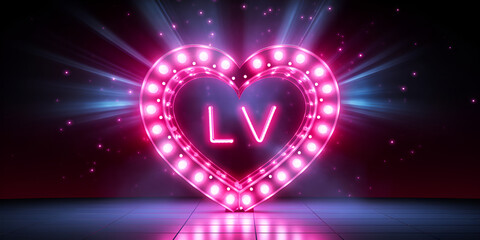 Neon Word Love Happy Valentine's Day Design