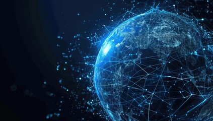 Planet Earth engaged in a network of worldwide data exchange.