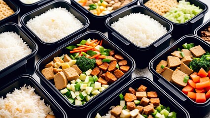 Food in lunch boxes, delicious food for your table for advertising