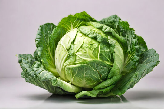Fresh cabbage is a leafy green vegetable isolated on white background