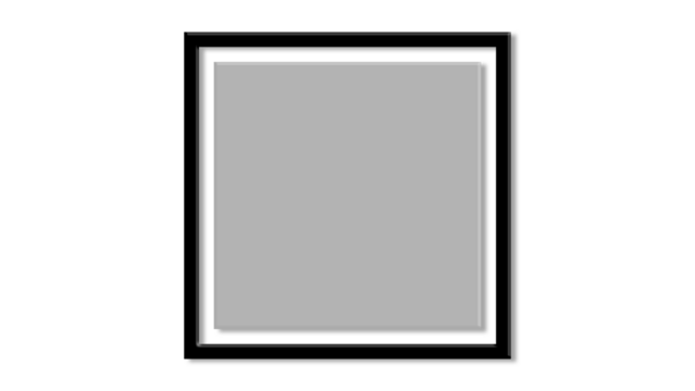 Couple picture photo frames mockup, wall presentation, black and white thin rectangular horizontal frame with shadow, two horizontal blank frame border mockup - photo frames sets.