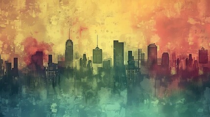 Abstract urban city on a texture background, vector illustration