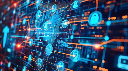 Cybersecurity, essential technology, Businesses utilizing advanced cybersecurity technology on a global network, protection and defense, safeguarding critical data and ensuring digital security