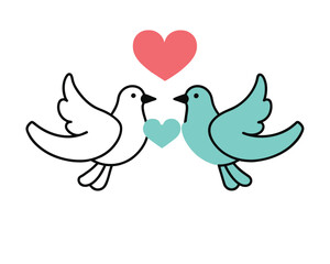 Romantic Pigeons. valentine's day.love. Flat design