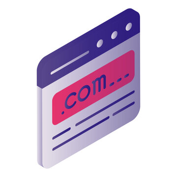 commercial domain registration isometric Concept, dot com domain url vector Icon design, Cloud computing and Web hosting services Symbol, Tld .com register stock, Domain Registrar illustration