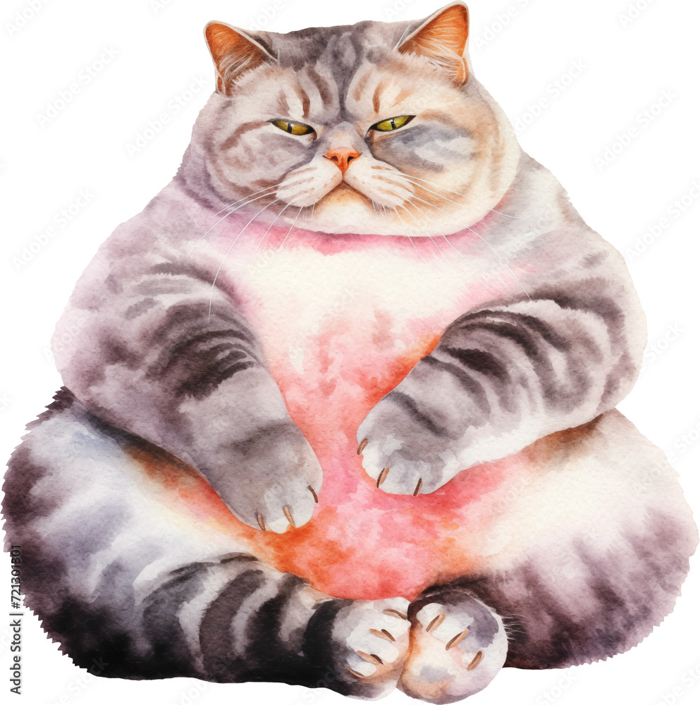 Poster Funny chubby cat created with Generative AI technology