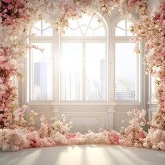 Background wedding with floral generative AI