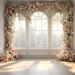 Background wedding with floral generative AI
