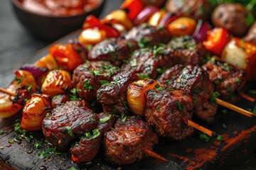 Delicious grilled meat with vegetables professional advertising food photography